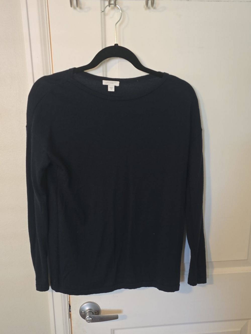 J. Jill Black Crewneck Sweater Merino Wool
